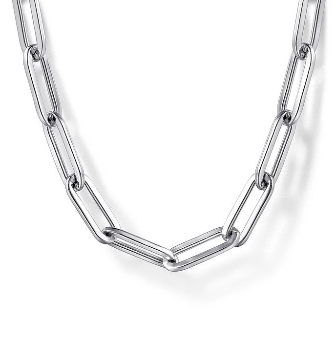 Gabriel Silver Solid Paperclip Chain Necklace