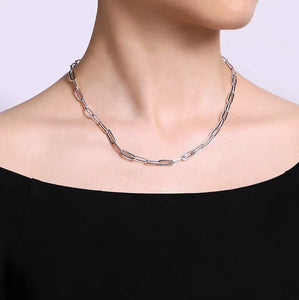 Gabriel Silver Solid Paperclip Chain Necklace