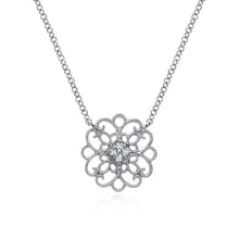 Load image into Gallery viewer, Gabriel Silver Round Filigree White Sapphire Pendant Necklace
