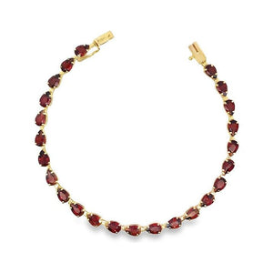 Estate 14K Yellow Gold Garnet Tennis Bracelet