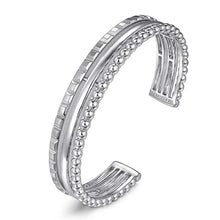 Load image into Gallery viewer, Gabriel Sterling Silver Bujukan &amp; Pyramid Triple Row Bangle Bracelet
