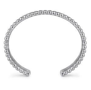 Gabriel Sterling Silver Bujukan & Pyramid Triple Row Bangle Bracelet