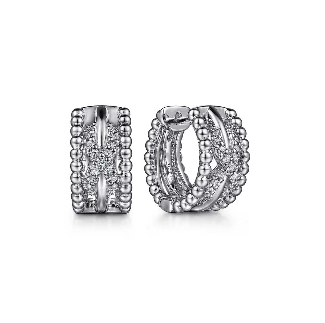 Gabriel Sterling Silver Twisted Bujukan Huggie Earrings