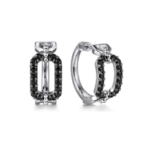 Load image into Gallery viewer, Gabriel Sterling Silver Black Spinel Bujukan Link Chain Earrings
