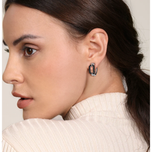 Load image into Gallery viewer, Gabriel Sterling Silver Black Spinel Bujukan Link Chain Earrings
