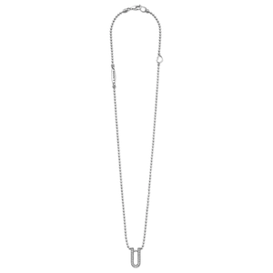 Lagos Sterling Silver Caviar Spark Diamond Small Linear Pendant Necklace