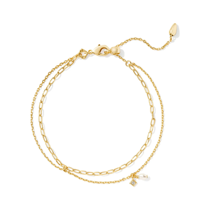 Kendra Scott Eve Gold  Multi Strand Bracelet in White Pearl