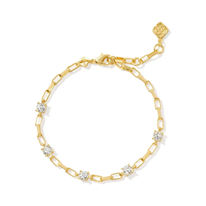 Kendra Scott Lexi Gold Chain Bracelet in White Crystal