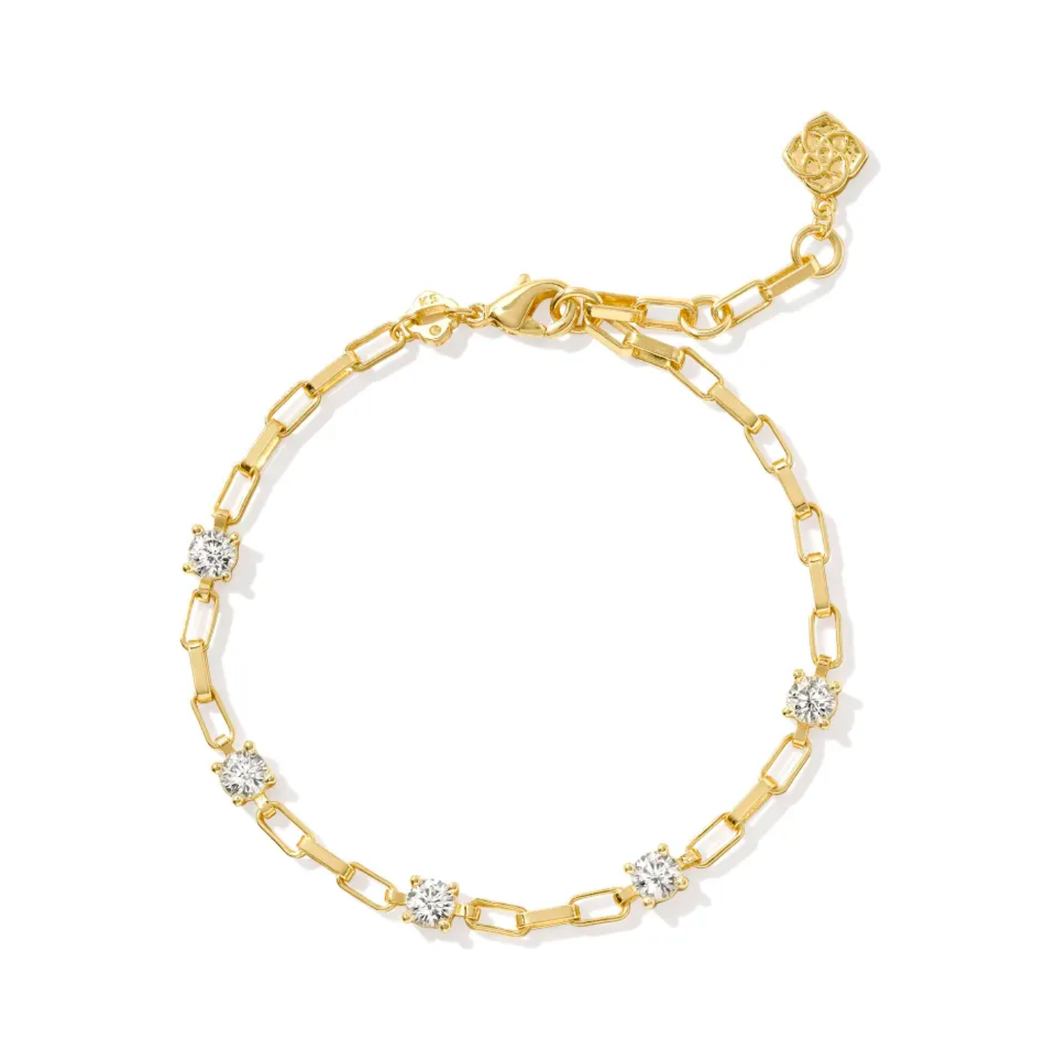 Kendra Scott Lexi Gold Chain Bracelet in White Crystal