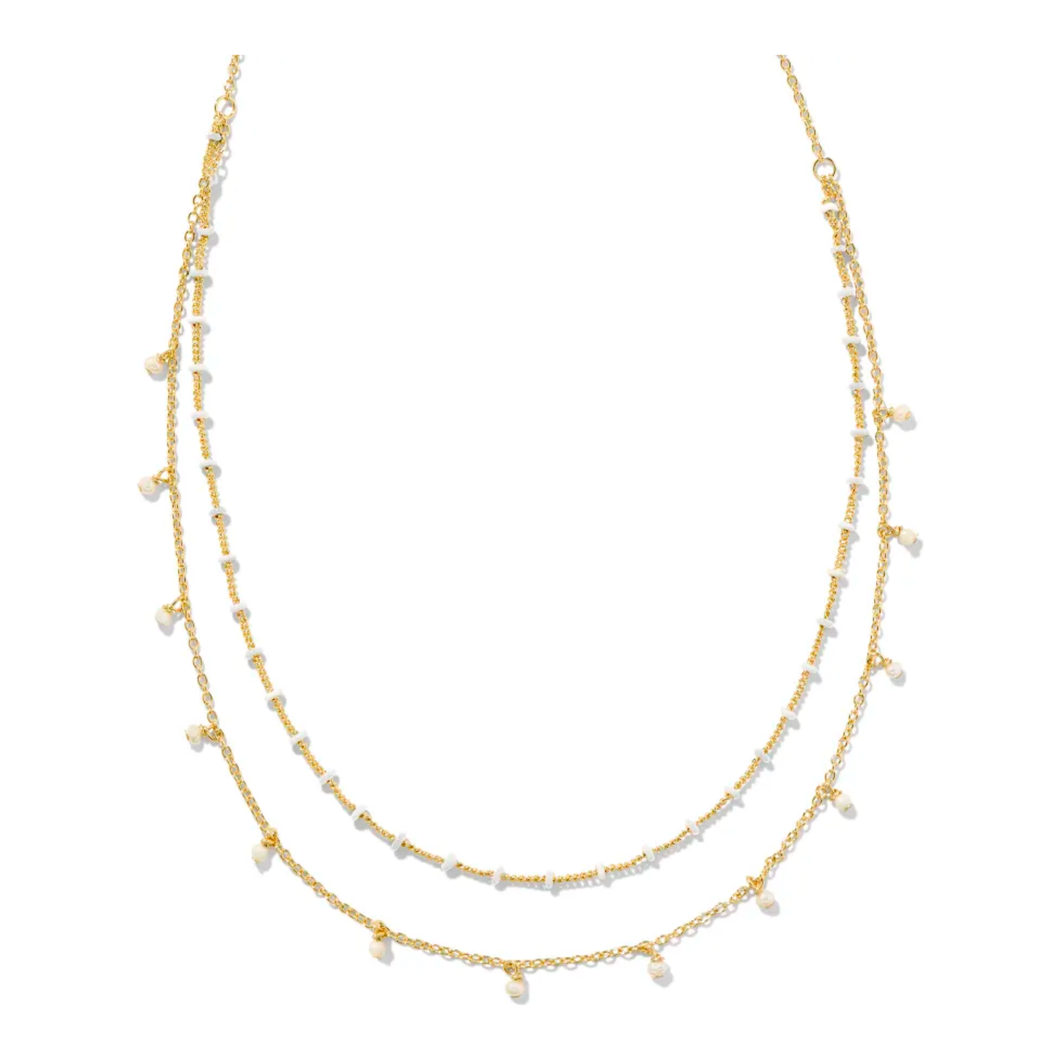 Kendra Scott Eve Gold Multi Strand Necklace in White Mix