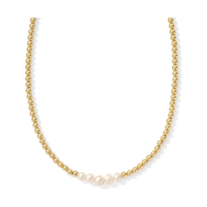 Kendra Scott Eve Gold Beaded Necklace in White Pearl