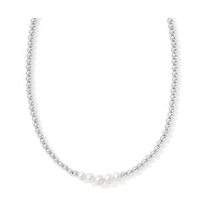 Kendra Scott Eve Silver Beaded Necklace in White Pearl