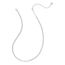 Load image into Gallery viewer, Kendra Scott Eve Silver Beaded Necklace in White Pearl
