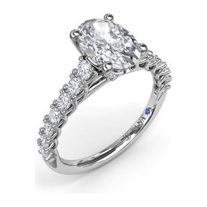 Fana 14K White Gold Trellis Set Oval Diamond Engagement Ring