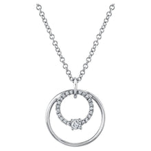 Load image into Gallery viewer, 14K Gold Diamond Double Circle Necklace
