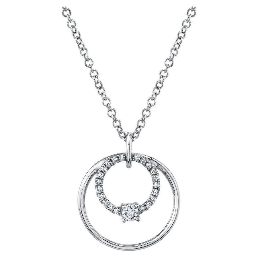 14K Gold Diamond Double Circle Necklace