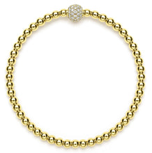 Load image into Gallery viewer, Lagos 18K Caviar Gold Pave Diamond 4mm Ball Stretch Bracelet
