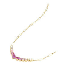 Load image into Gallery viewer, Not Your Basic Gold Graduated Ombre Pink Samantha Tennis Necklace
