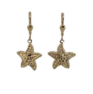 Estate 14K Yellow Gold Starfish Drop Earrings