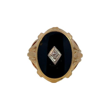 Load image into Gallery viewer, Estate 10K Yellow Gold Diamond &amp; Black Onyx Ring
