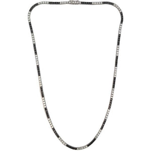 14K White Gold Black & White Diamond Riviera