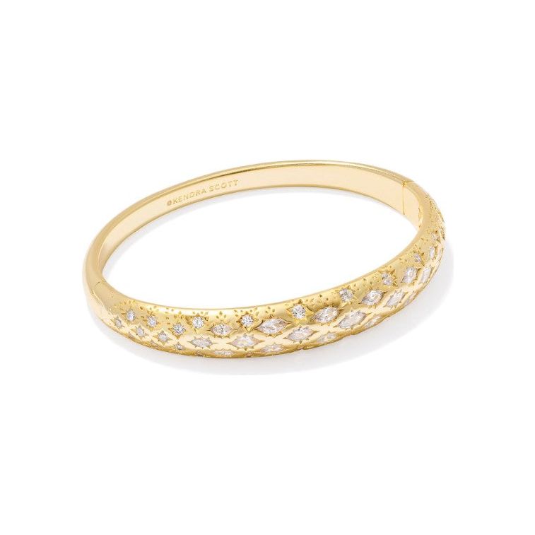 Kendra Scott Silver Holland Bangle in White Crystal