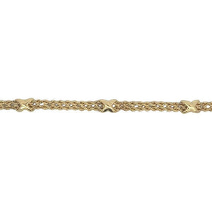 Estate 10K Gold Hollow Double Rope X Station Bracelet