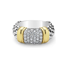 Load image into Gallery viewer, Lagos 18K &amp; Sterling Silver Signature 9mm Caviar Diamond Station Band
