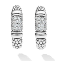 Load image into Gallery viewer, Lagos Sterling Silver Signature Caviar Diamond J-Hoop Earrings
