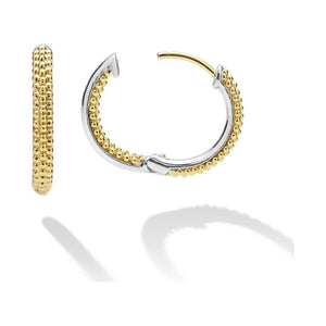 Lagos 18K & Sterling Silver Caviar Small Hoop Earrings