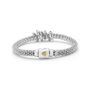 Lagos 18K and Sterling Silver Caviar Lux 5 Row Diamond Bracelet