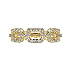 Gabriel 14K Yellow Gold Pave Diamond Link Ring