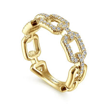 Load image into Gallery viewer, Gabriel 14K Yellow Gold Pave Diamond Link Ring
