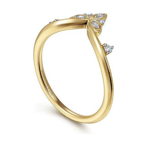 Gabriel 14K Yellow Gold Diamond Floral Chevron Ring