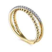 Load image into Gallery viewer, Gabriel 14K Yellow Gold Bujukan Criss Cross Diamond Ring
