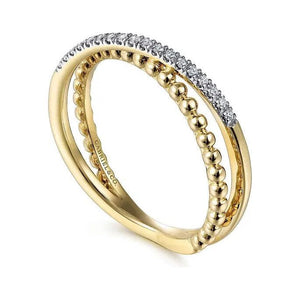 Gabriel 14K Yellow Gold Bujukan Criss Cross Diamond Ring