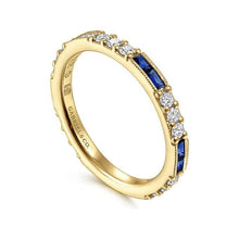 Load image into Gallery viewer, Gabriel 14K Yellow Gold Diamond &amp; Sapphire Stackable Ring
