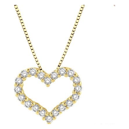 14K Gold 1cttw Diamond Open Heart Pendant