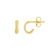 Load image into Gallery viewer, 14K Yellow Gold Mini J-Shape Huggie Earrings
