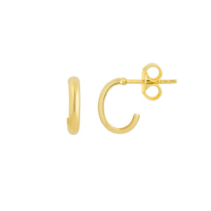 14K Yellow Gold Small J-Shape Huggie Earrings