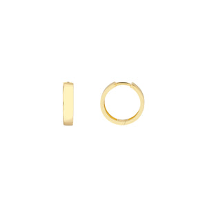 14K Yellow Gold Flat Hoop Huggie Earrings