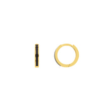 Load image into Gallery viewer, 14K Yellow Gold &amp; Black Enamel Baby Hoop Earrings
