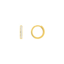 Load image into Gallery viewer, 14K Yellow Gold &amp; White Enamel Baby Hoop Earrings
