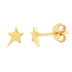 14k Yellow Gold Shooting Star Stud Earrings