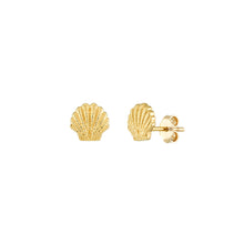 Load image into Gallery viewer, 14k Yellow Gold Mini Seashell Stud Earrings
