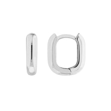 Load image into Gallery viewer, 14K White Gold Oblong Polished Huggie Earrings
