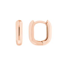 Load image into Gallery viewer, 14K Rose Gold Oblong Polished Huggie Earrings
