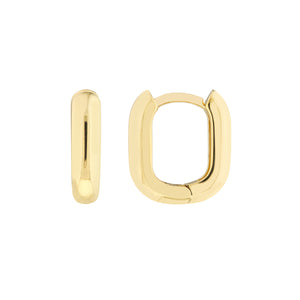 14K Yellow Gold Oblong Polished Huggie Earrings