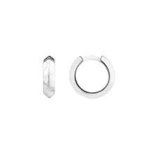 Load image into Gallery viewer, 14K White Gold Knife Edge Polished Huggie Earrings
