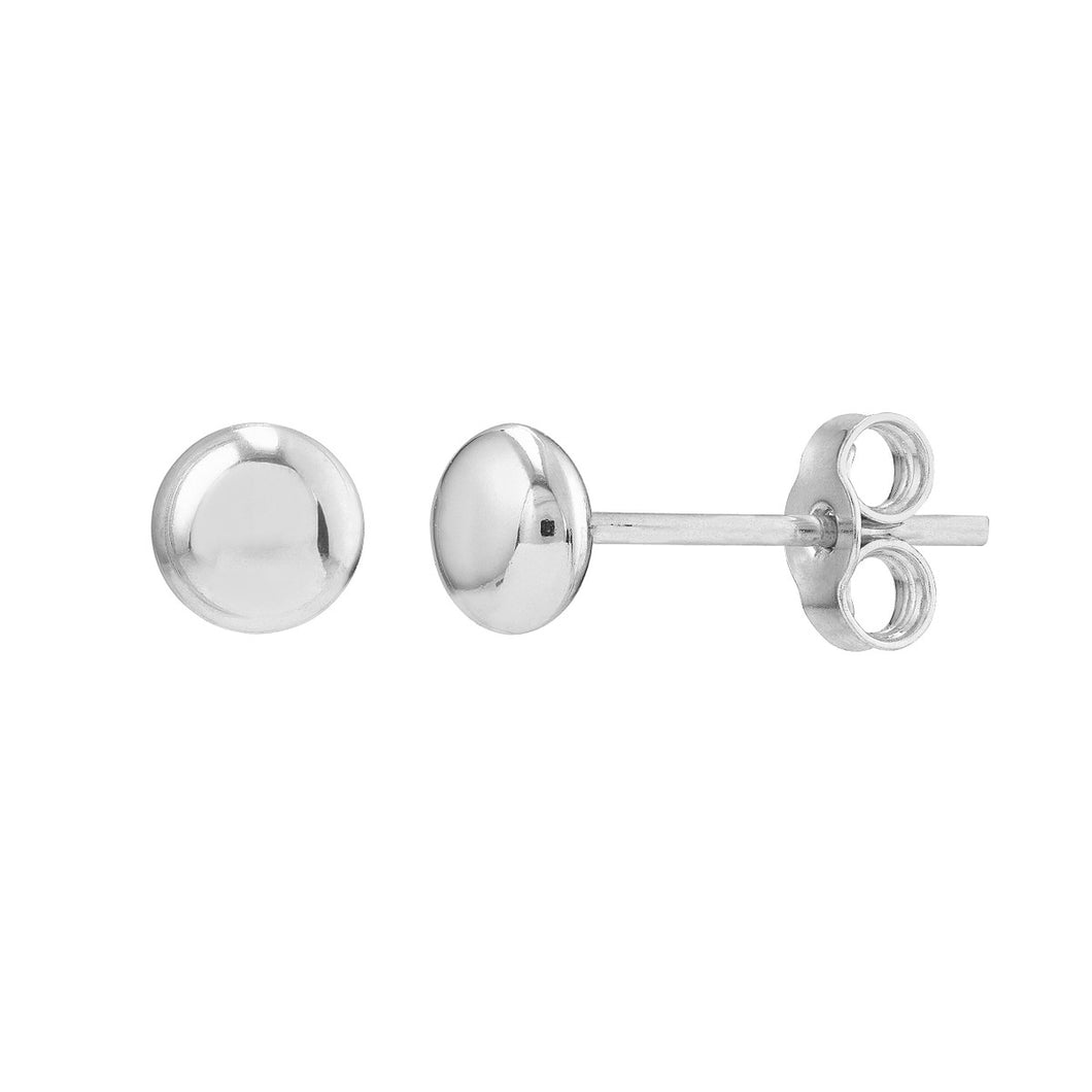 14k White Gold Flat Round Pebble Stud Earrings